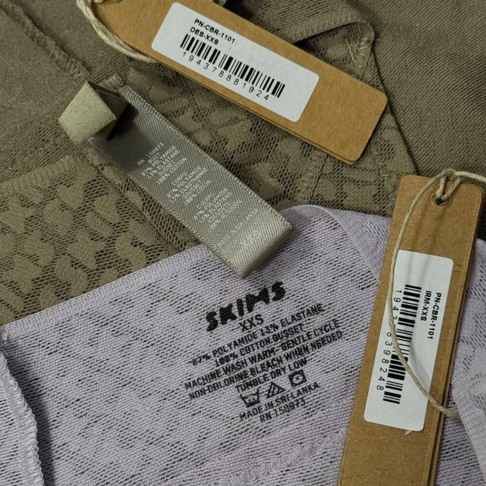 SKIMS Logo Mesh Cheeky Brief Lot‎ of 2 Iris Mica Desert XXS